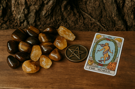 Earth element crystals with tarot