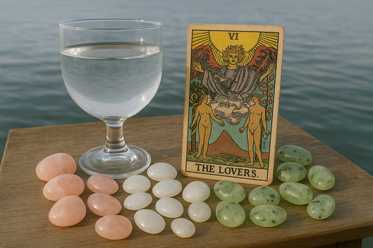 Water element crystals with tarot