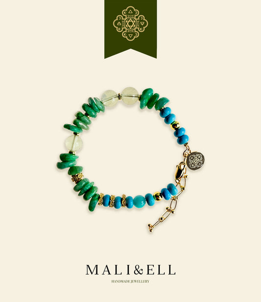 Shimmering Bohemia - Amazonite, Prehnite, Turquoise Boho Bracelet Mali & Ell