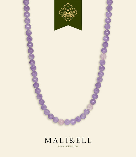 Purple Jade Beaded Necklace Mali & Ell