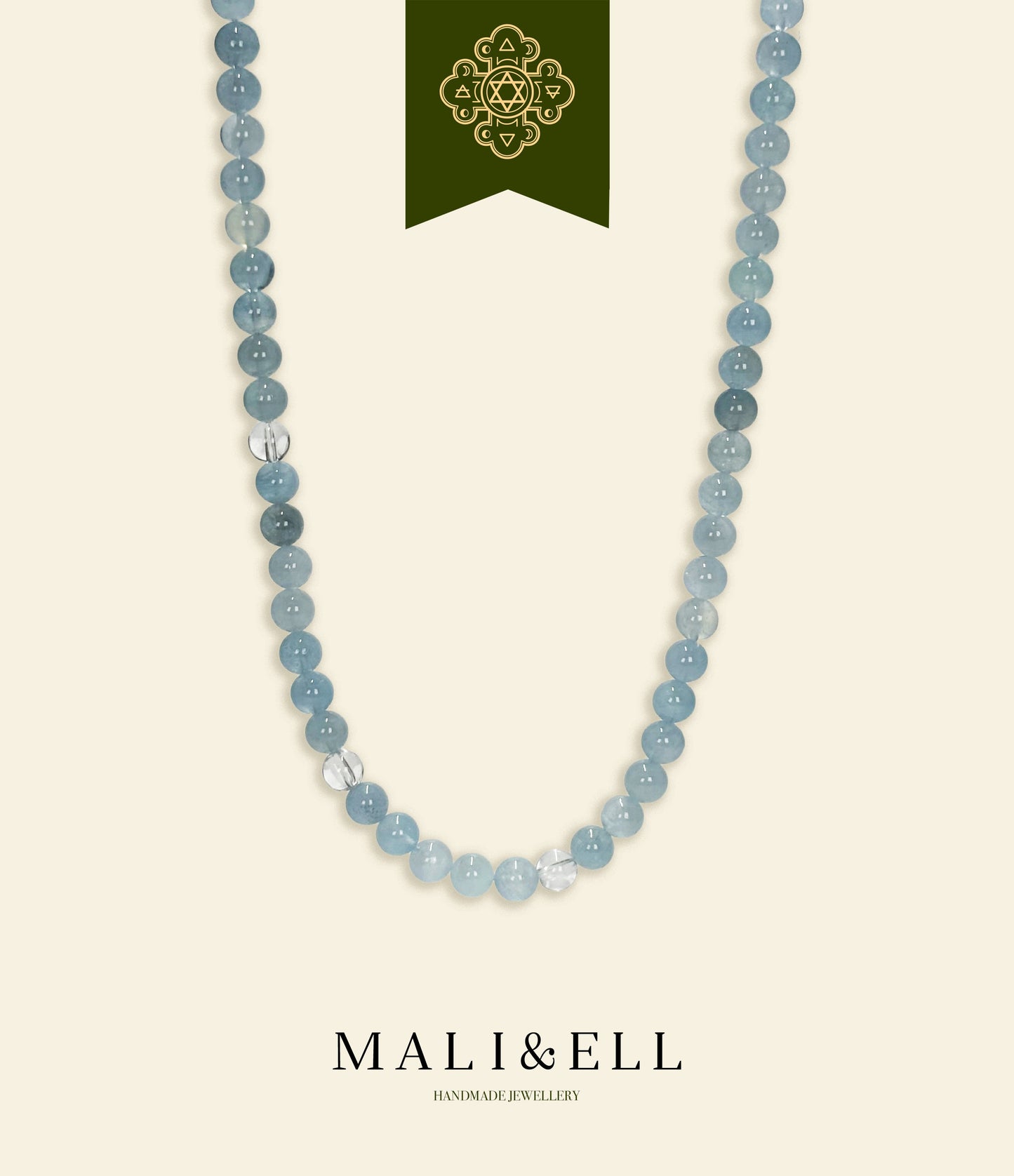 Aquamarine Beaded Necklace Mali & Ell