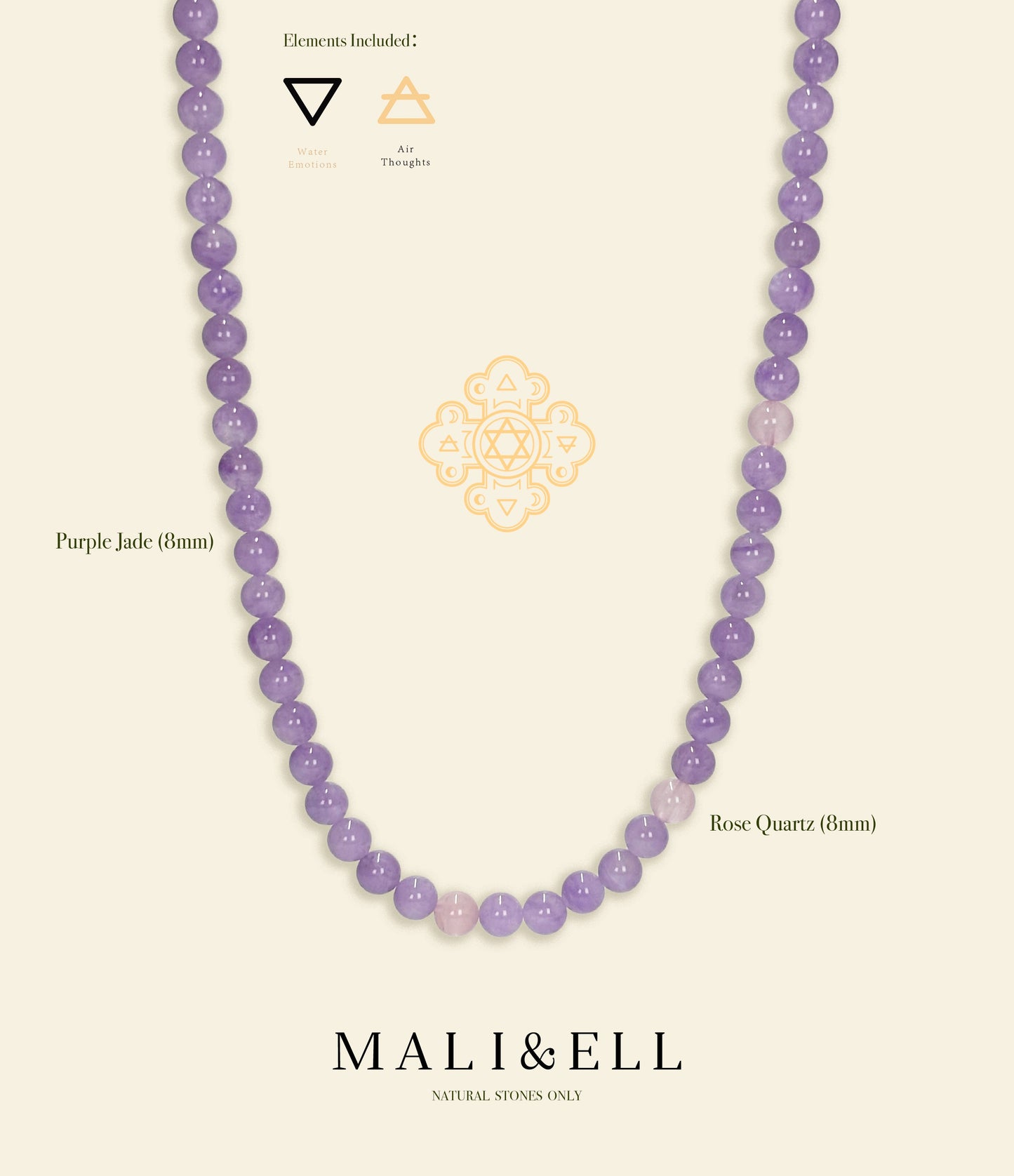 Purple Jade Beaded Necklace Mali & Ell