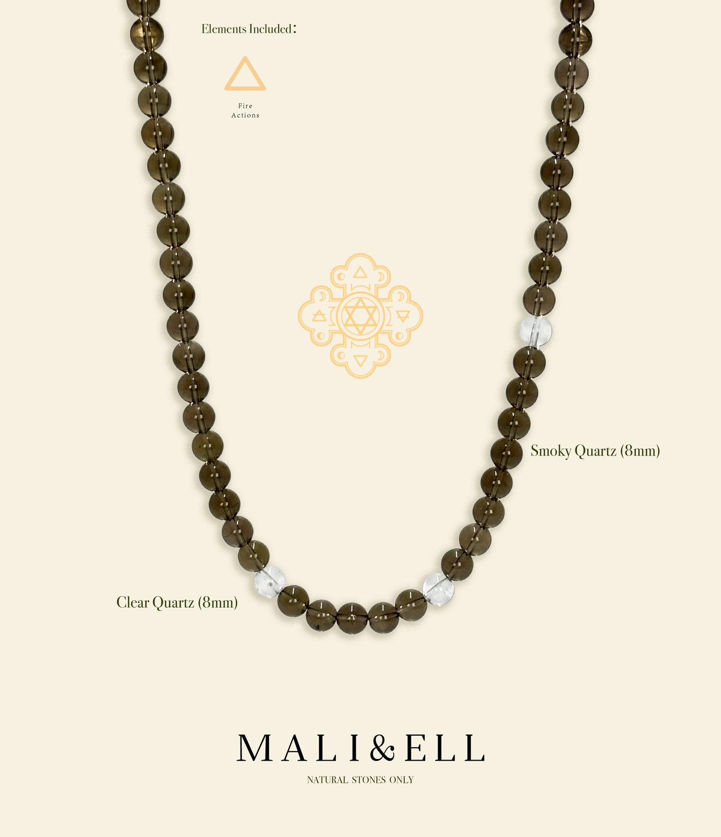 Smoky Quartz Beaded Necklace Mali & Ell