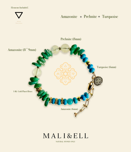 Shimmering Bohemia - Amazonite, Prehnite, Turquoise Boho Bracelet Mali & Ell