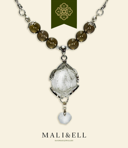 White Herkimer Diamond Pendant Mali & Ell