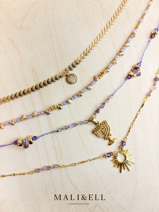 Lightkeeper Talisman – Amethyst Crystal Boho Necklace Layering Set Mali & Ell