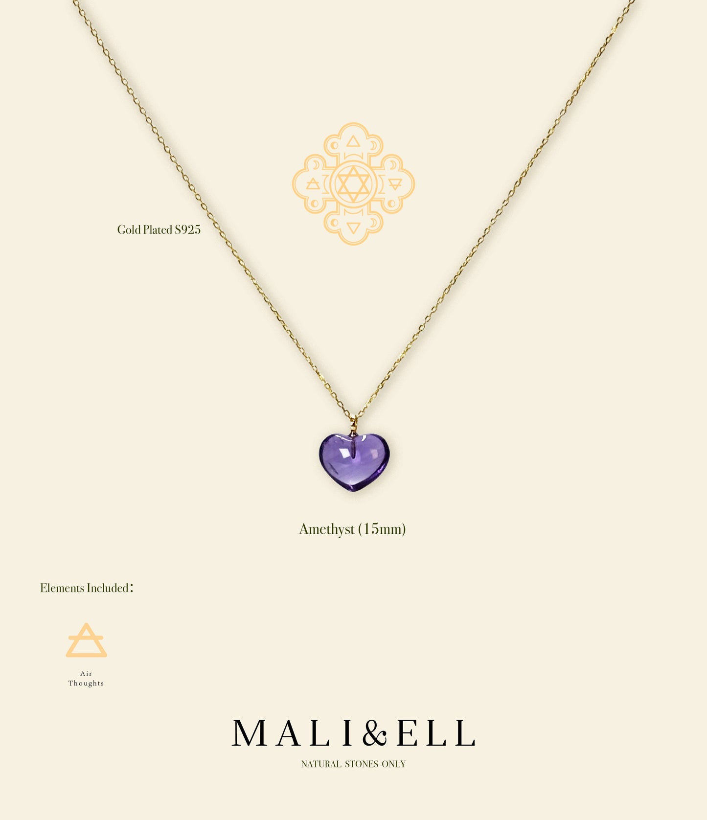 Loving Clarity Amethyst Heart Necklace Mali & Ell