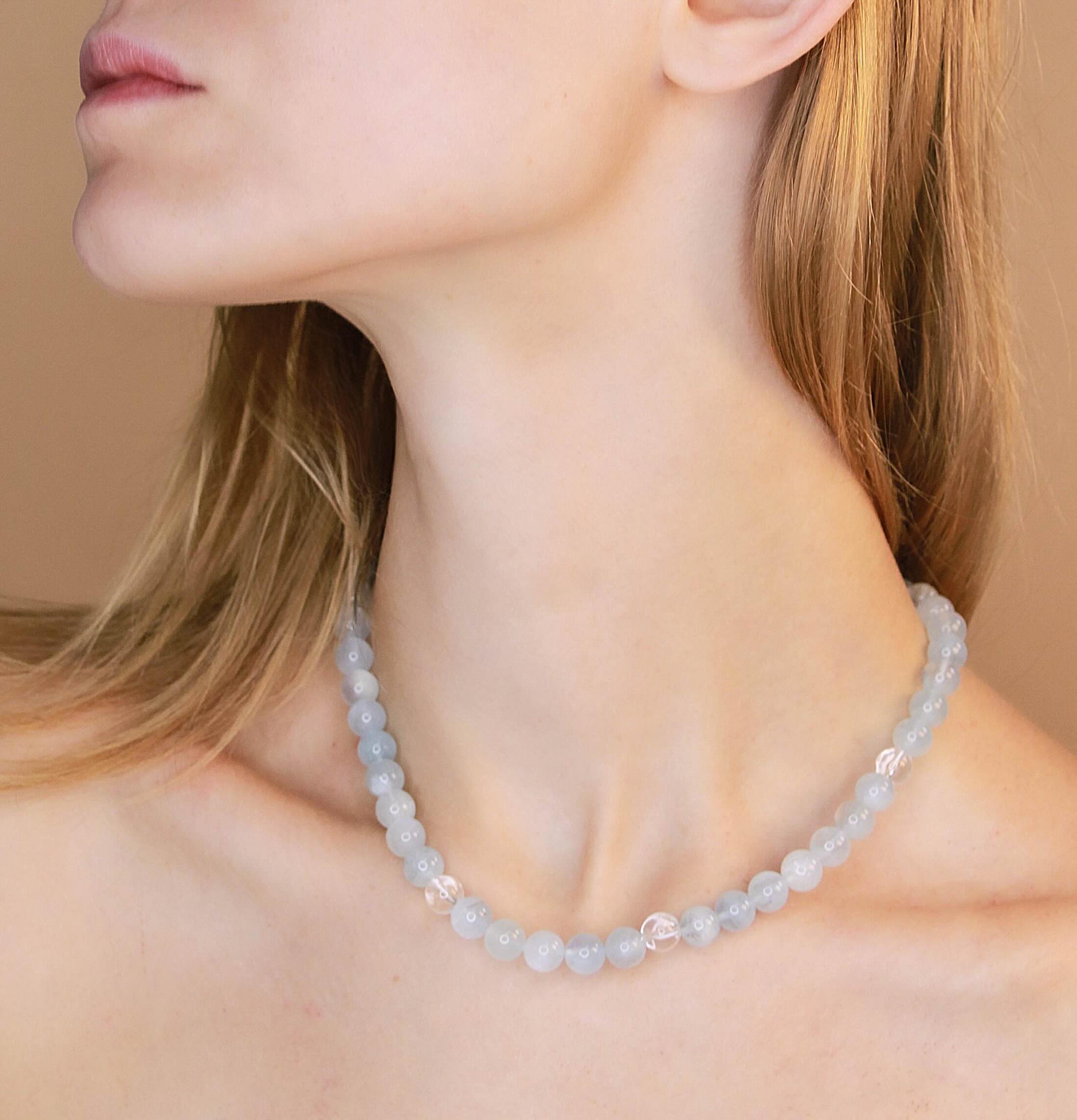 Aquamarine beaded necklace