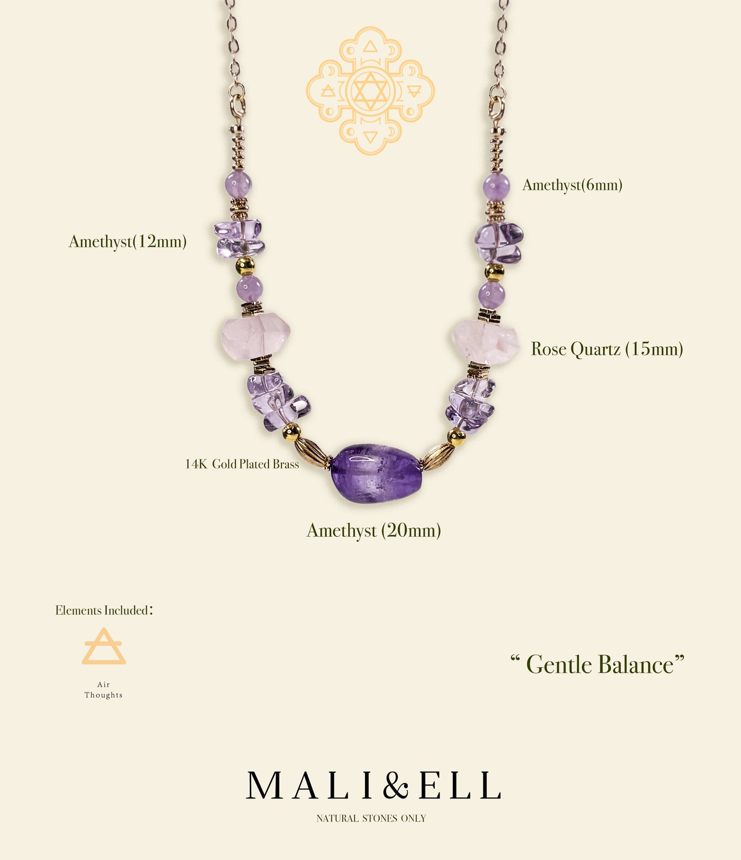 Gentle Balance – Amethyst & Rose Quartz Necklace Mali & Ell
