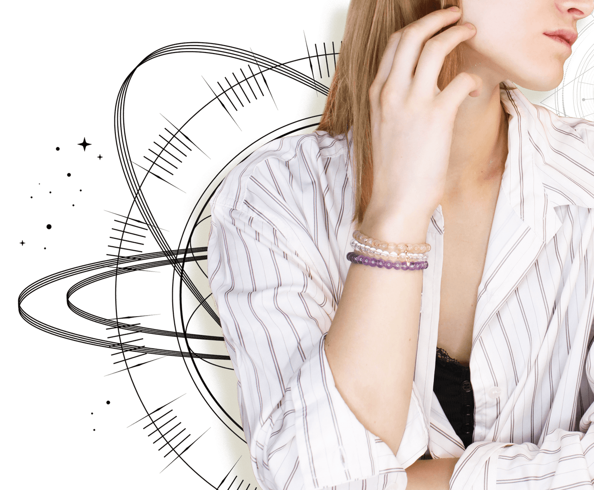 Model with Triple Wrap Crystal Bracelet