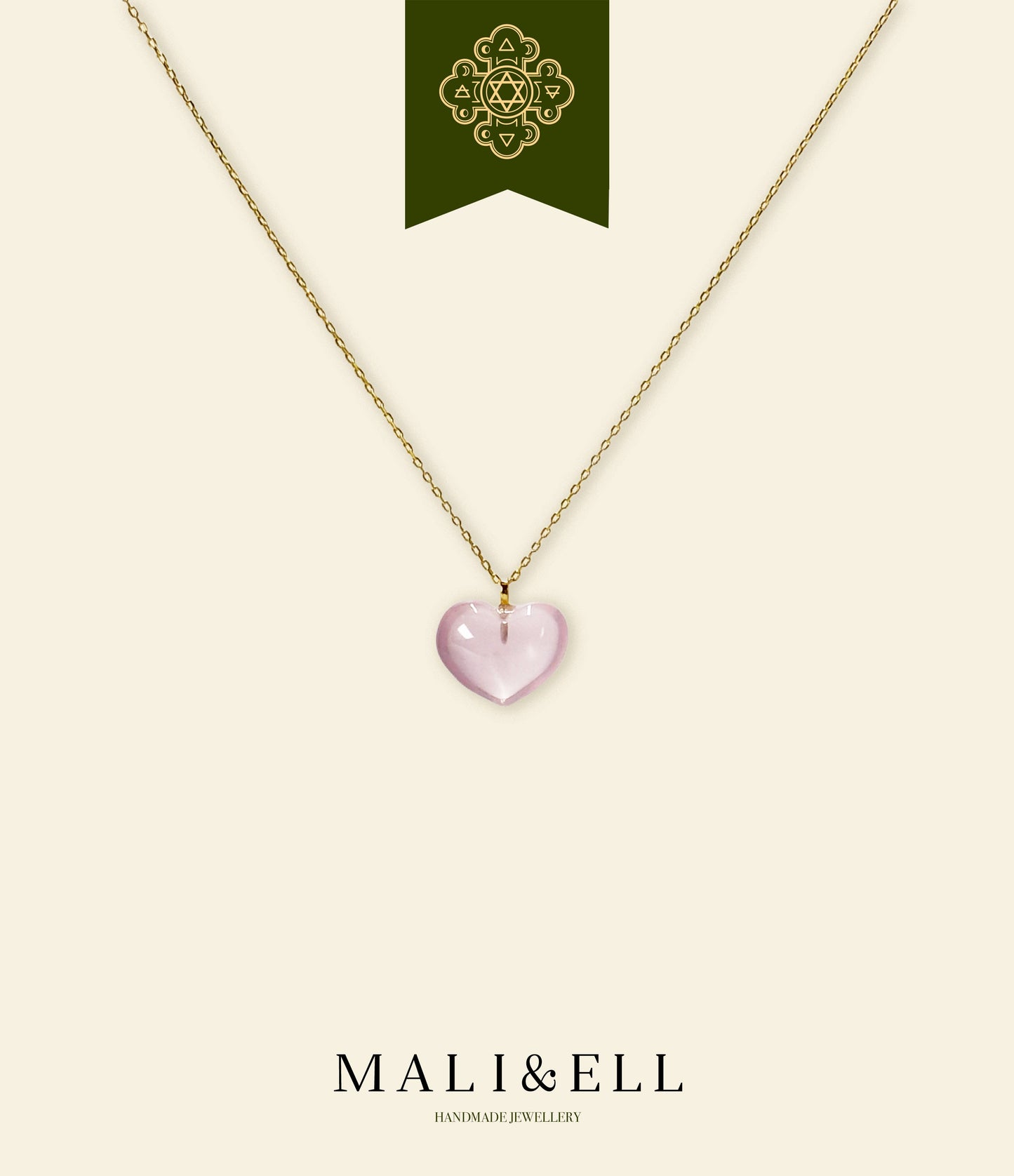 Loving Clarity Rose Quartz Heart Necklace Mali & Ell