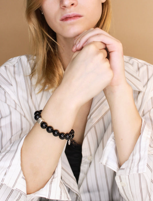 Silver and Stones - Obsidian Bracelet Mali & Ell