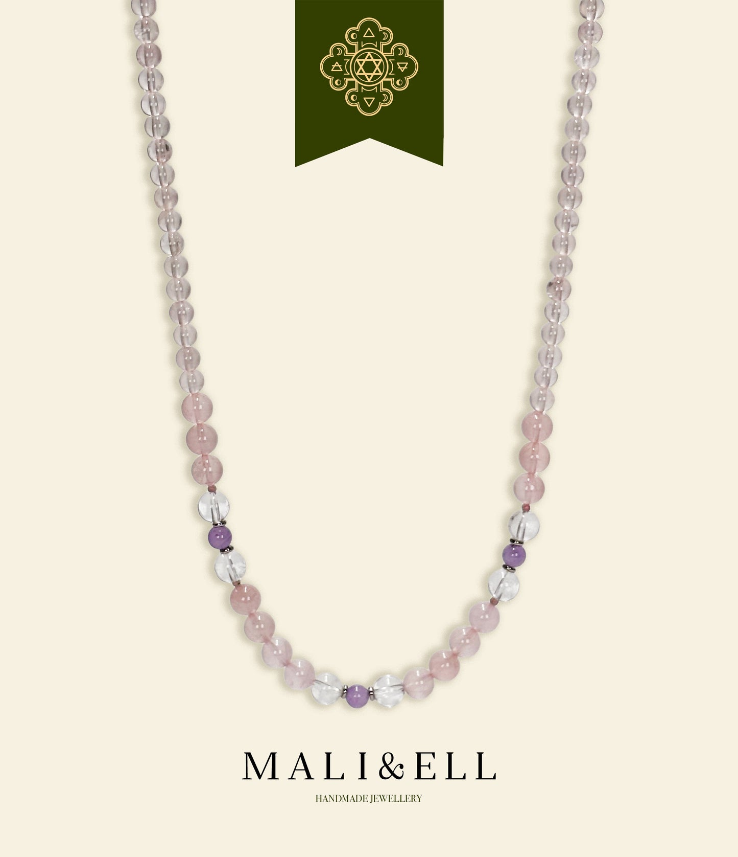 Rose Quartz Beaded Necklace Mali & Ell