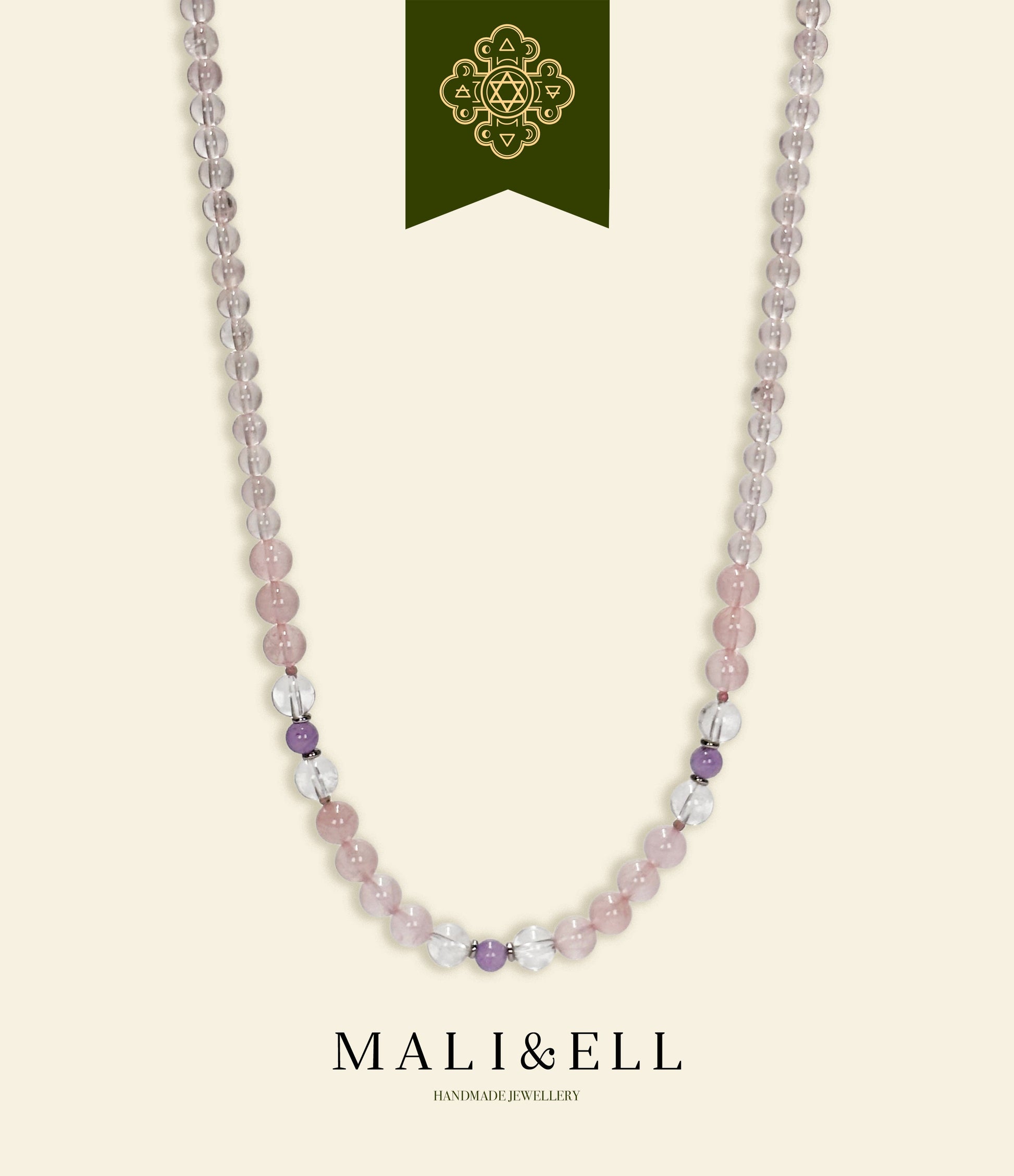 Rose Quartz Beaded Necklace Mali & Ell