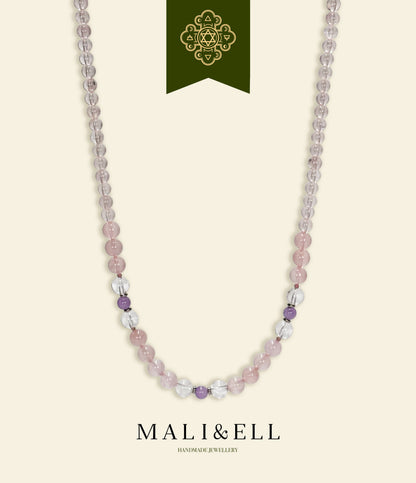 Rose Quartz Beaded Necklace Mali & Ell