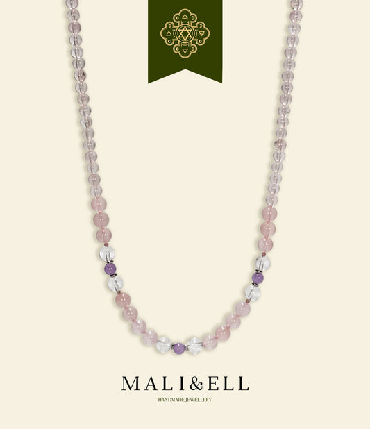 Rose Quartz Beaded Necklace Mali & Ell