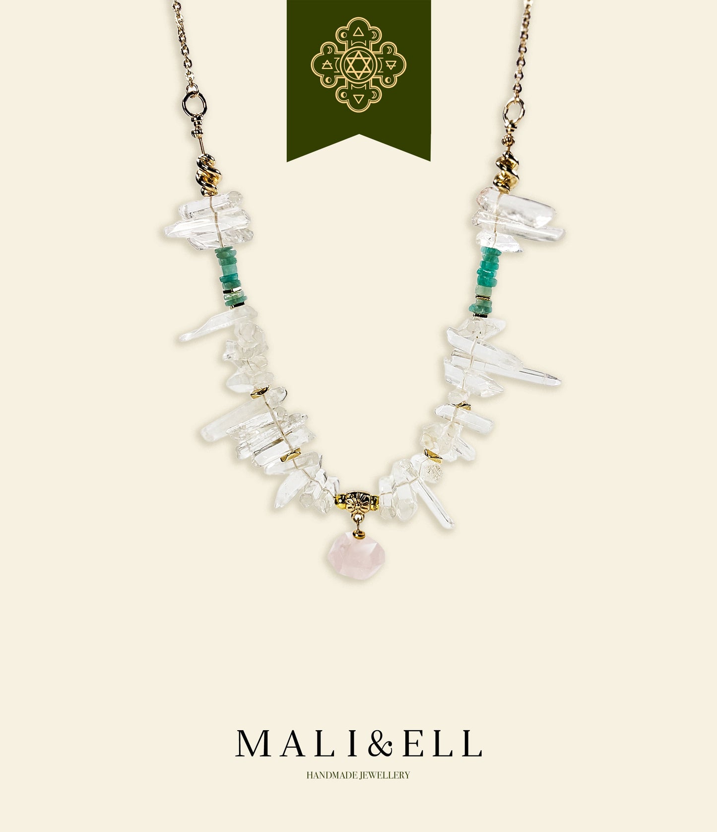 Hope Series - Seed of Hope - Rose Quartz Featured Necklace Mali & Ell