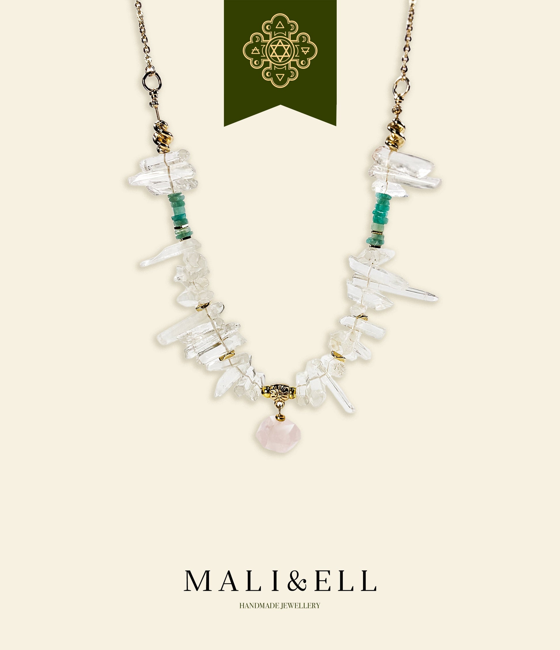 Hope Series - Seed of Hope - Rose Quartz Featured Necklace Mali & Ell