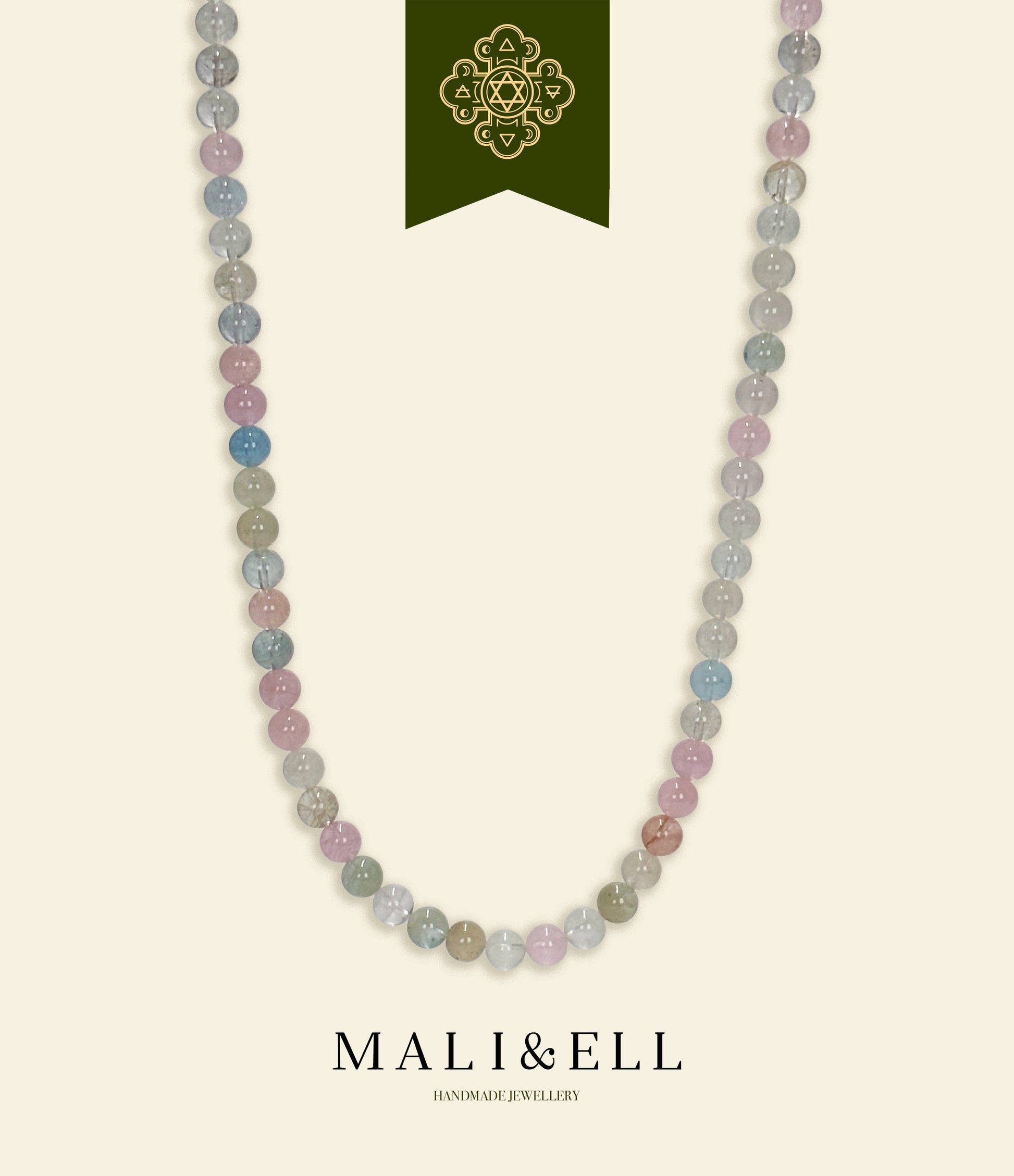 Morganite Beaded Necklace Mali & Ell