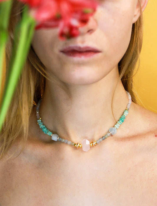 Hope Series - Soul Bridge - Rose Quartz Featured Necklace Mali & Ell