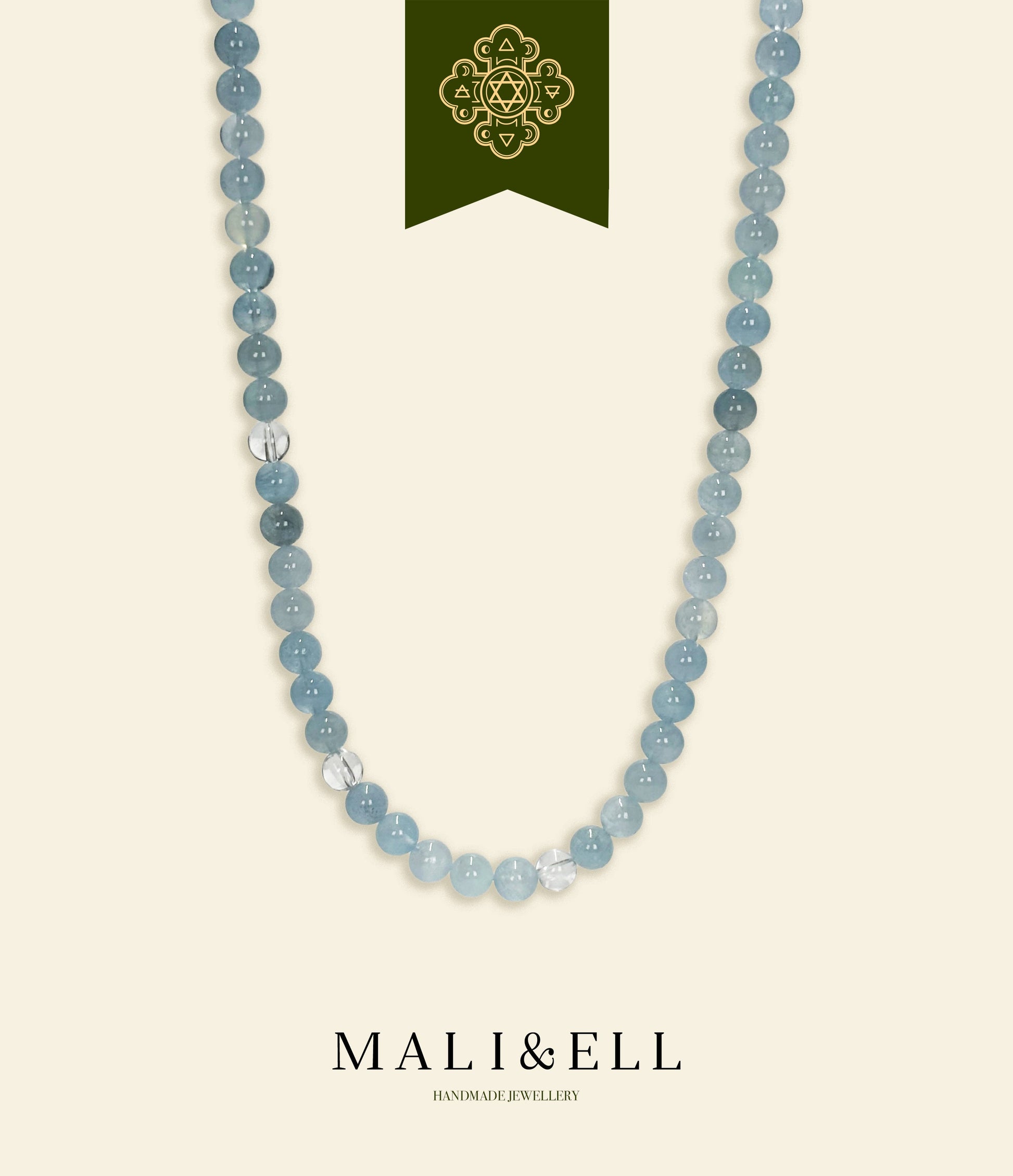 Aquamarine Beaded Necklace Mali & Ell