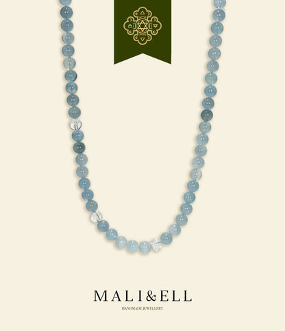 Aquamarine Beaded Necklace Mali & Ell