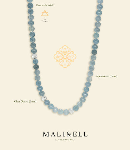 Aquamarine Beaded Necklace Mali & Ell