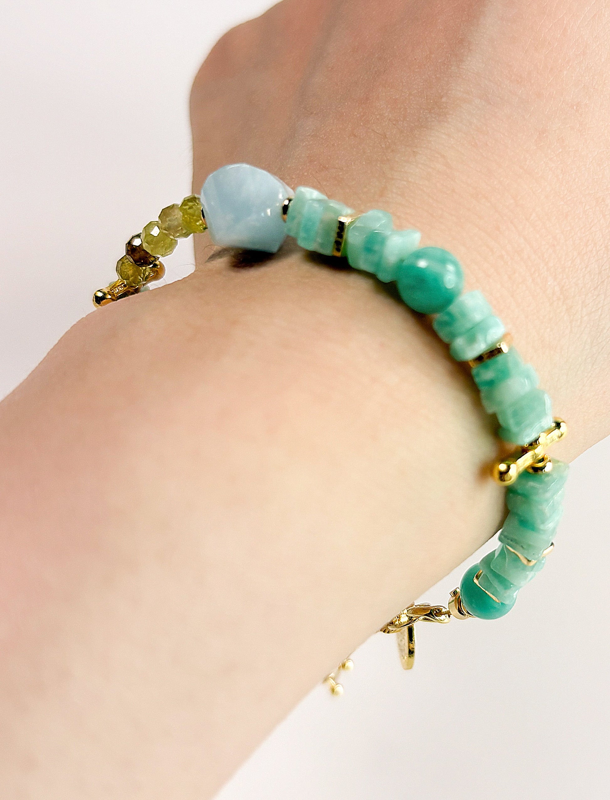 Shimmering Bohemia - Amazonite, Aquamarine, Garnet Boho Bracelet Mali & Ell