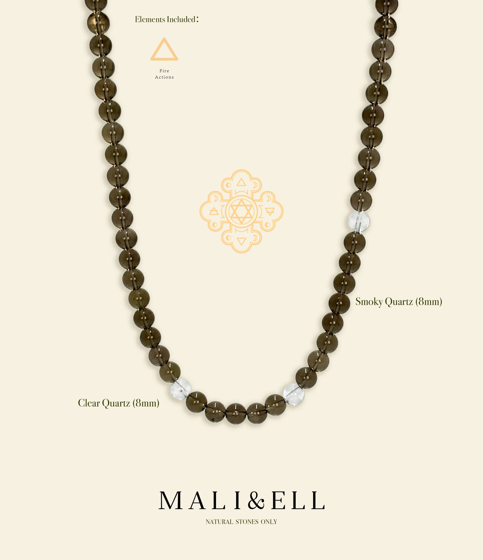 Smoky Quartz Beaded Necklace Mali & Ell