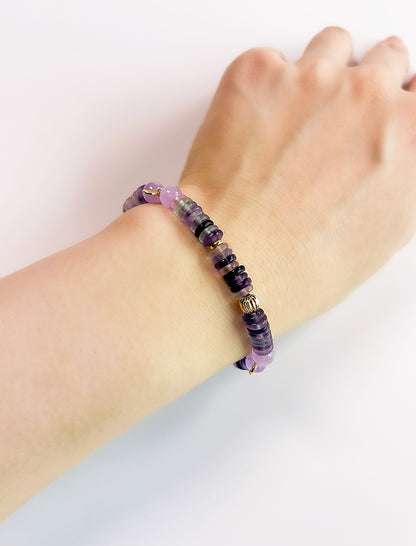 Shimmering Bohemia - Amethyst, Fluorite Boho Bracelet Mali & Ell