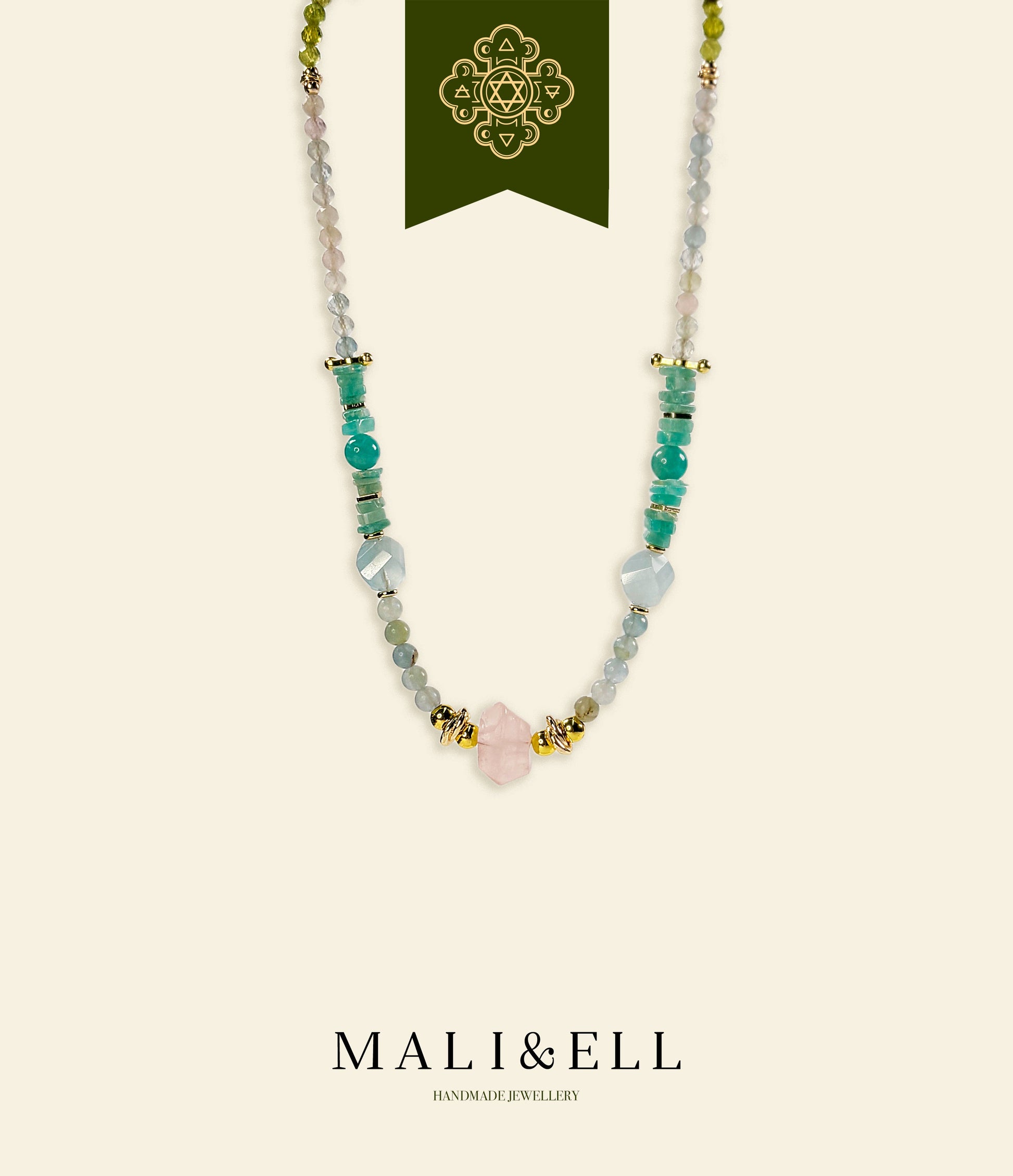 Hope Series - Soul Bridge - Rose Quartz Featured Necklace Mali & Ell