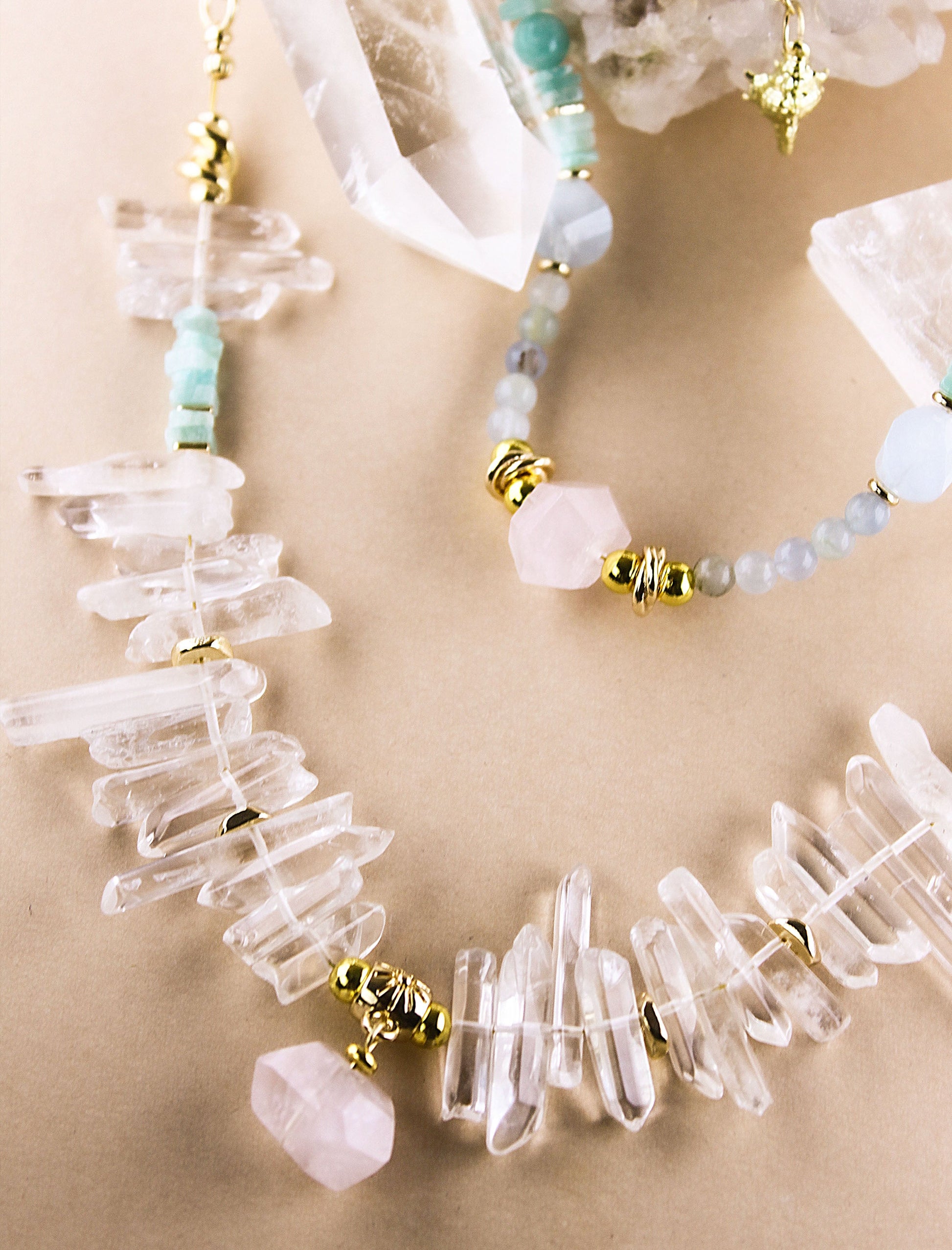 Hope Series - Seed of Hope - Rose Quartz Featured Necklace Mali & Ell