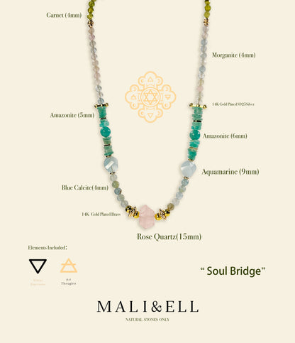 Hope Series - Soul Bridge - Rose Quartz Featured Necklace Mali & Ell