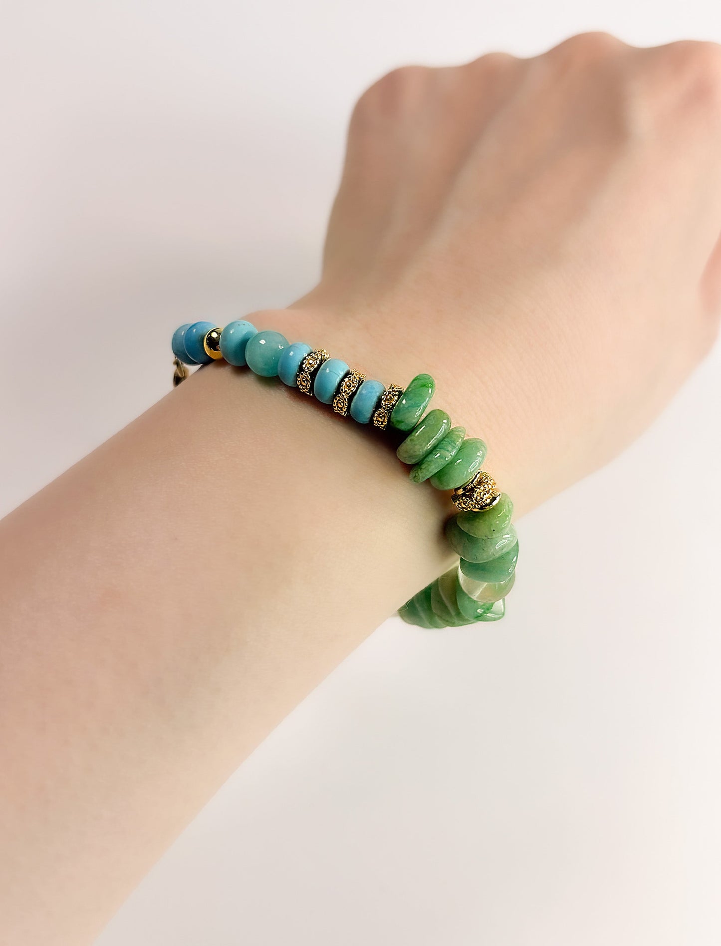 Shimmering Bohemia - Amazonite, Prehnite, Turquoise Boho Bracelet Mali & Ell