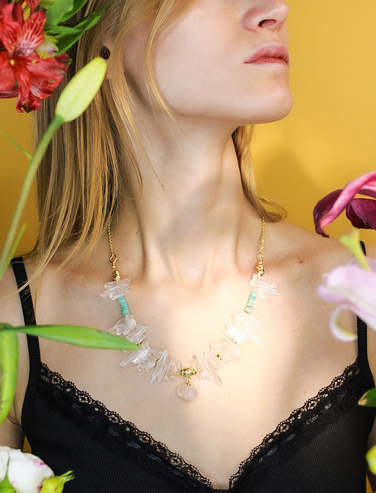 Hope Series - Seed of Hope - Rose Quartz Featured Necklace Mali & Ell