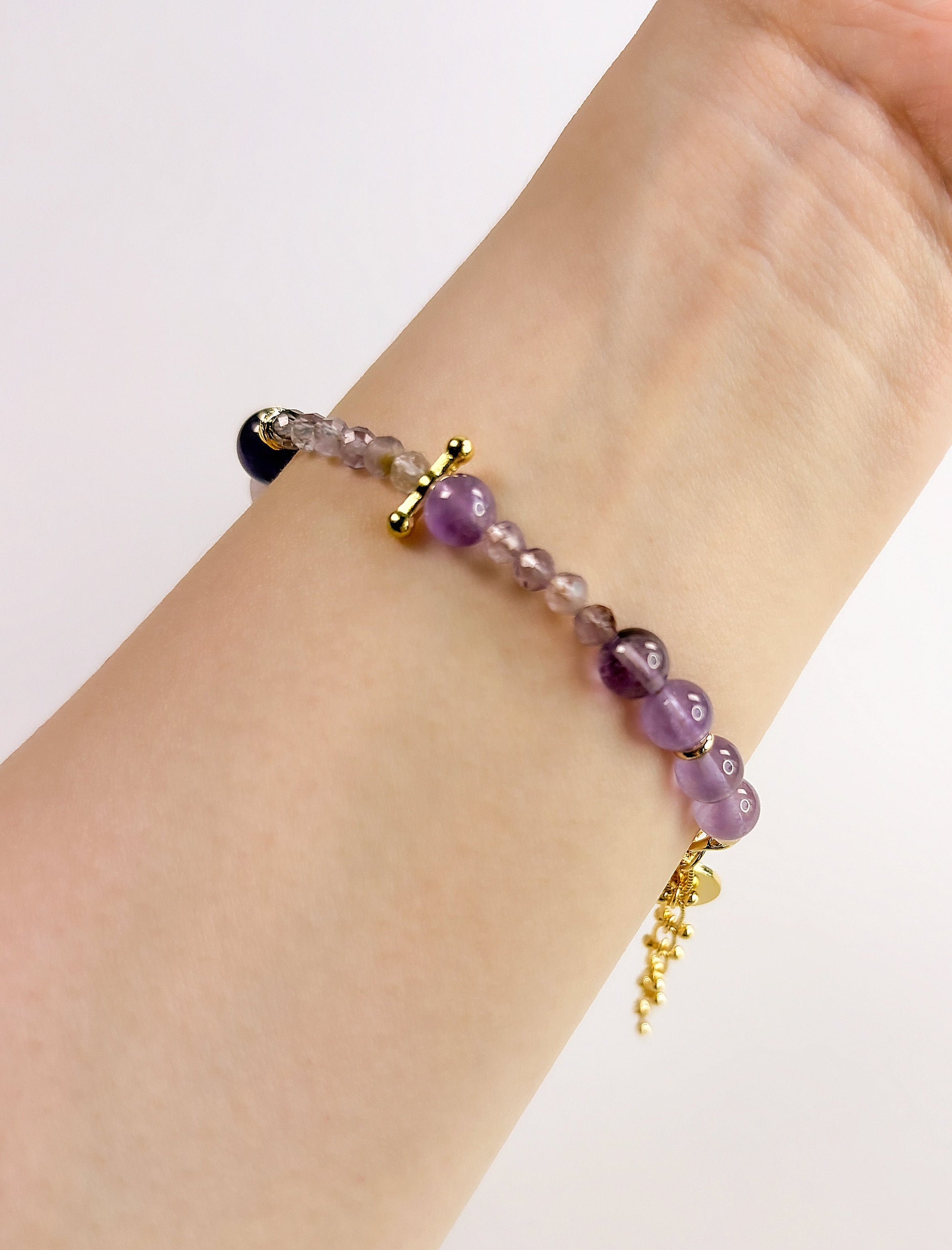 Shimmering Bohemia - Amethyst, Kunzite, Phantom Quartz Boho Bracelet Mali & Ell