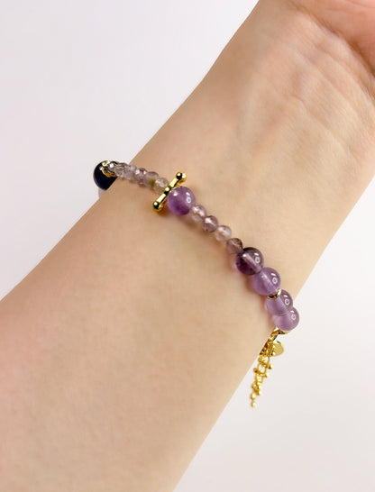 Shimmering Bohemia - Amethyst, Kunzite, Phantom Quartz Boho Bracelet Mali & Ell