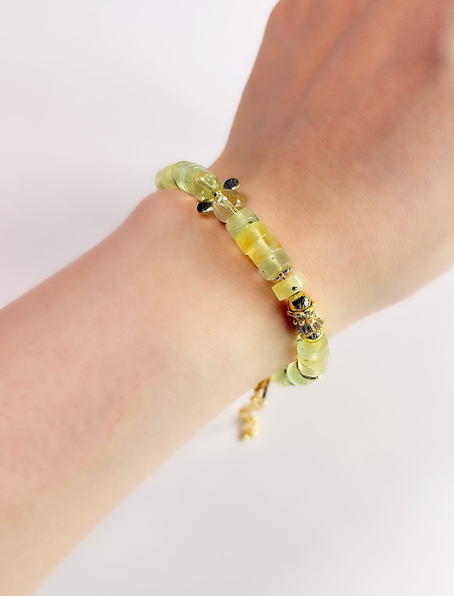 Shimmering Bohemia - Citrine, Prehnite Boho Bracelet Mali & Ell