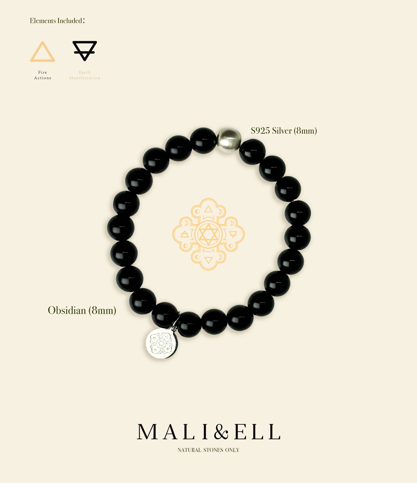 Silver and Stones - Obsidian Bracelet Mali & Ell