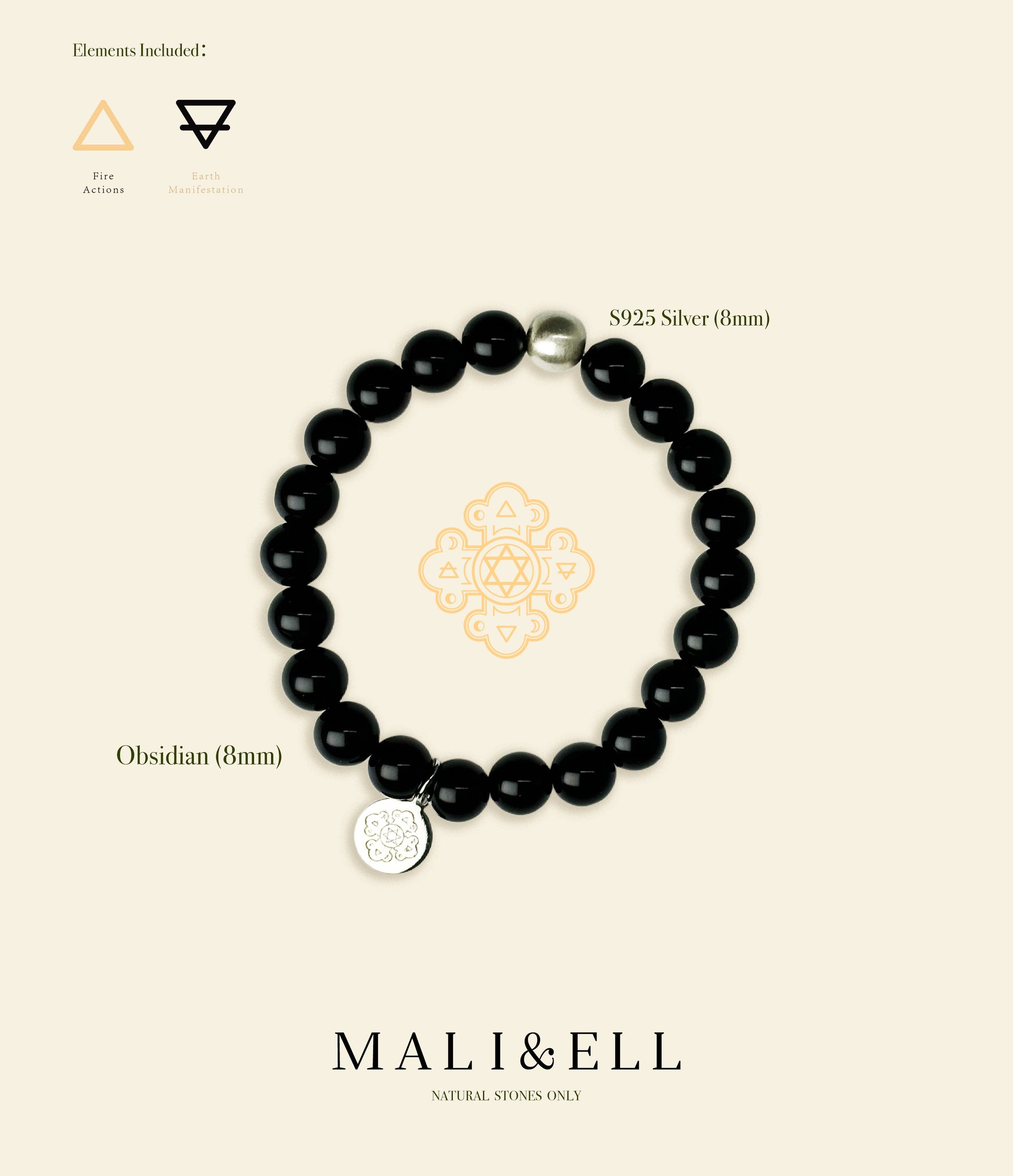 Silver and Stones - Obsidian Bracelet Mali & Ell