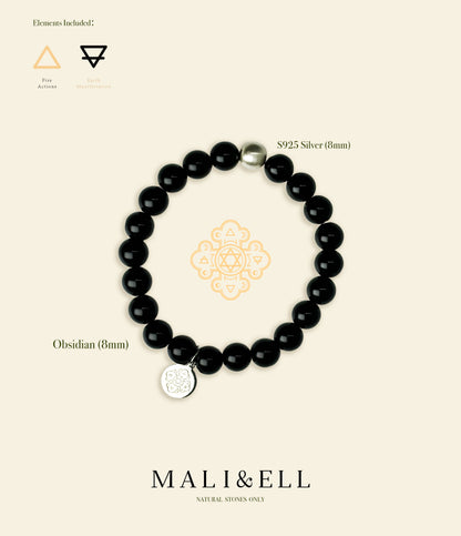 Silver and Stones - Obsidian Bracelet Mali & Ell