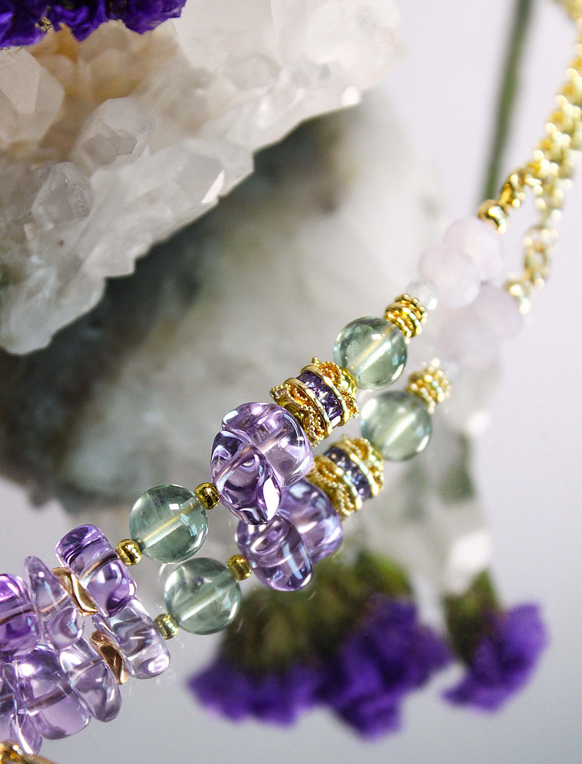 Starlight Dreams – Amethyst & Prehnite Necklace Mali & Ell
