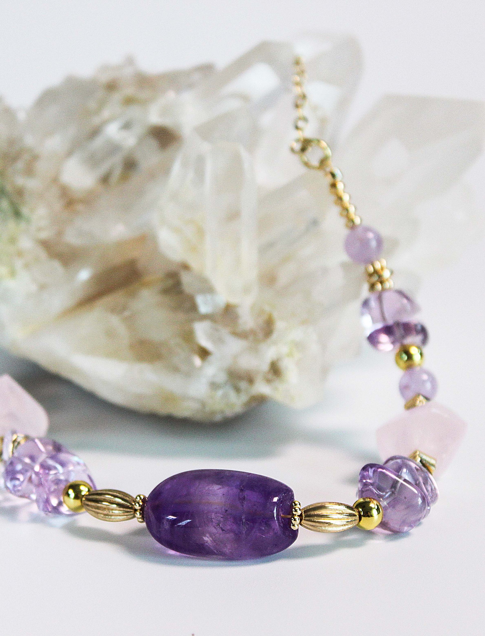 Gentle Balance – Amethyst & Rose Quartz Necklace Mali & Ell