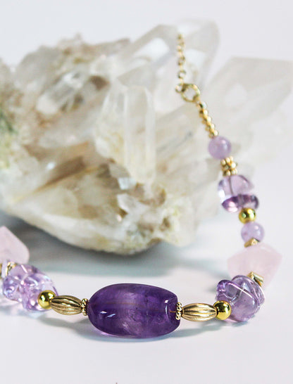 Gentle Balance – Amethyst & Rose Quartz Necklace Mali & Ell