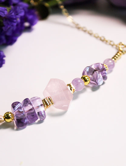 Gentle Balance – Amethyst & Rose Quartz Necklace Mali & Ell