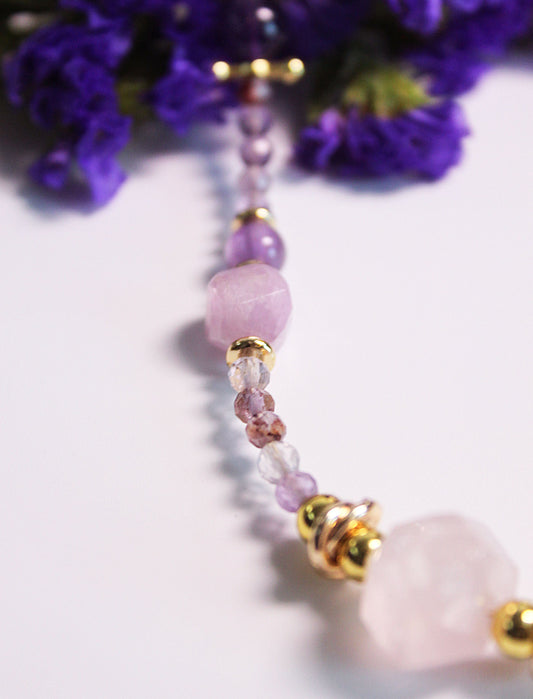Heart Healing Necklace – Kunzite & Rose Quartz Mali & Ell