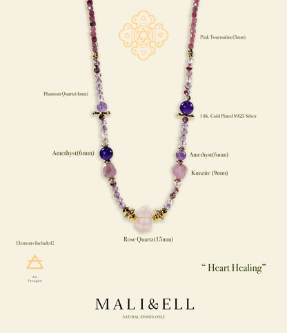 Heart Healing Necklace – Kunzite & Rose Quartz Mali & Ell