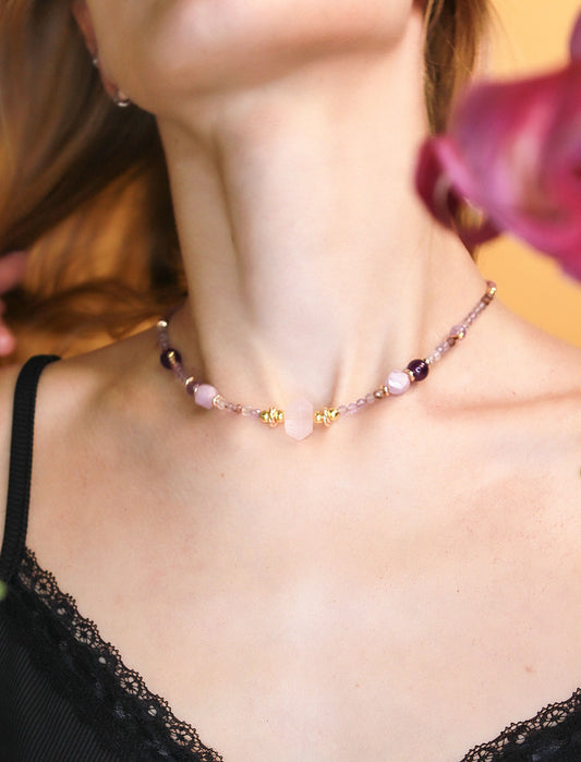 Heart Healing Necklace – Kunzite & Rose Quartz Mali & Ell