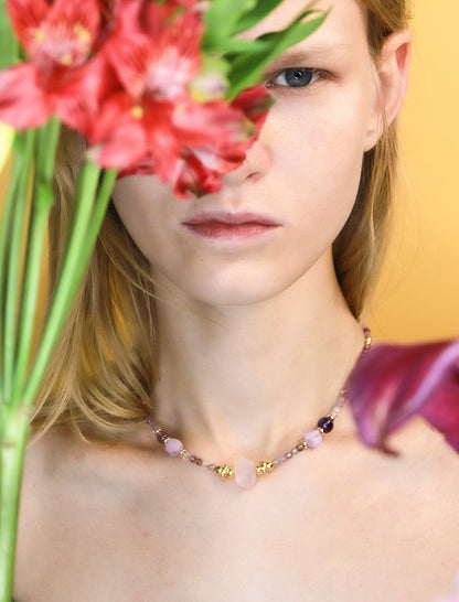 Heart Healing Necklace – Kunzite & Rose Quartz Mali & Ell