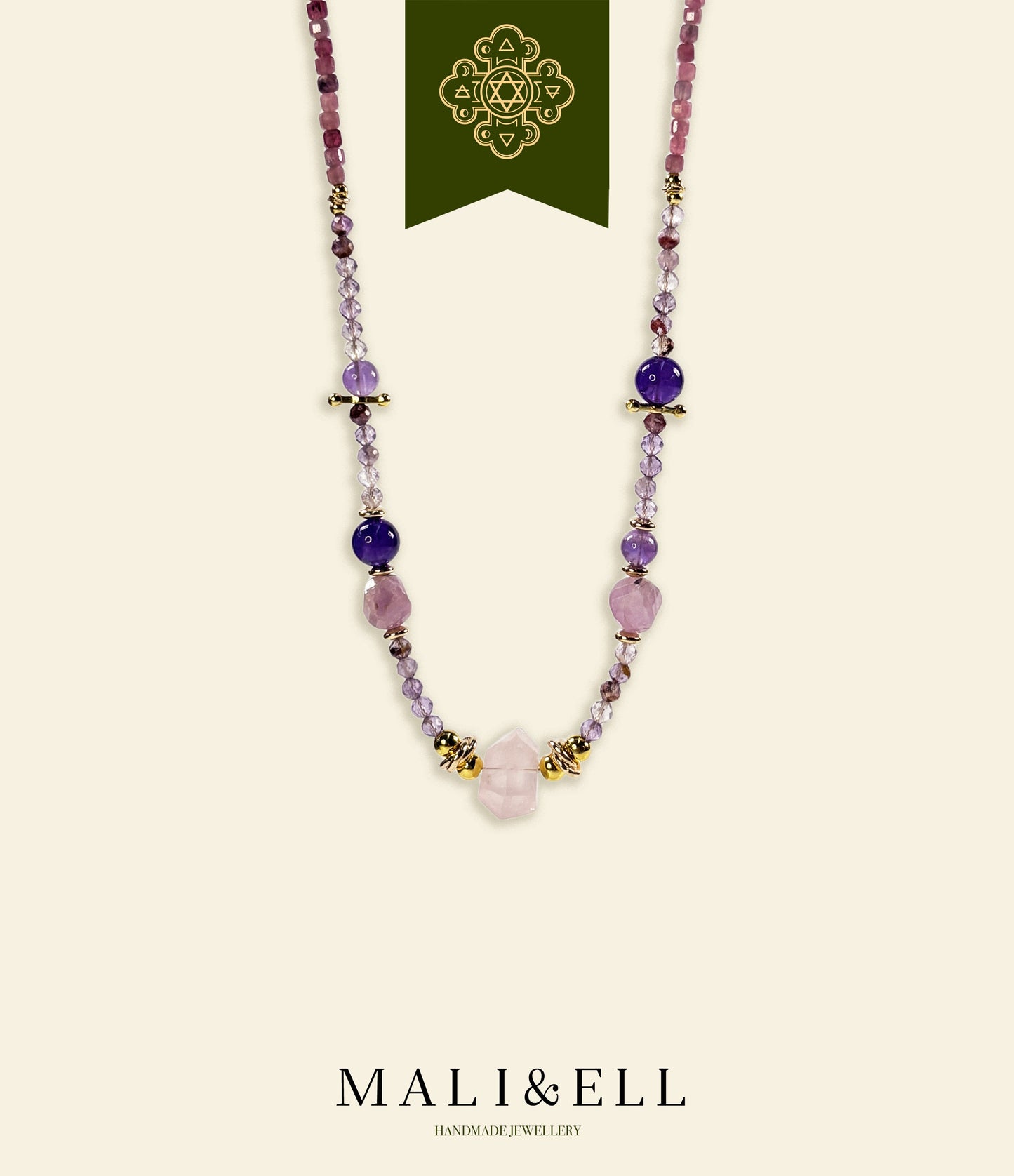 Heart Healing Necklace – Kunzite & Rose Quartz Mali & Ell